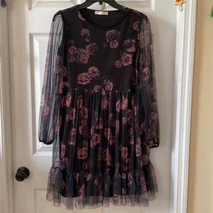 Black Midi Dress with Roses